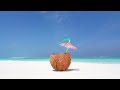 Perfect Coconut On Beach, White Sand Beaches, Relaxing Natural Music Beach Waves Calming Sound.