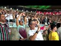 Torcida do Fluminense comemorando a vitória sobre o bacalhau, nós somos à história.