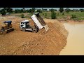 Ep7.Good Operation Fixing Land Sinking Because, the pond is too deep hard work for dozer & trucks