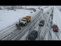 6 PLOW CONVOY Starting Merging Onto Highway SNOW REMOVAL