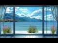 4K Paradise Window View - Calming Ocean Waves & Tropical Birds Chirping