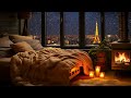 Deep Sleep with Soft Jazz Piano Music & Snowfall ❄ Cozy Winter Bedroom Ambience ~ Background Music