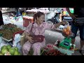 Prawn, Sour Fruit, Snail, Fish, Durian, & More - Walk Around Cambodian Fresh Market Food