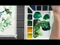 Emerald Elegance! Harmonious Hue: Green Floral Bouquet Step-by-Step Watercolor Painting Tutorial!