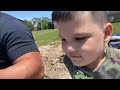 CALEB and MOMMY look for GIANT FROGS & TURTLES and GO FISHING with DAD in OUR BACKYARD POND!