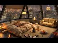 Cityscape Serenity ~ Jazz Melodies in Luxury Living Room with Rainy Night Ambiance for Relax ☕🎶