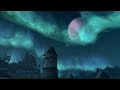 Midnight Under the Northern Lights | Peaceful Night Skyrim Music & Ambience | 3 Hours