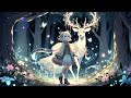 Dusk's Serenade:  Harmonious Tunes for the Majestic Deer and Young Girl in the Enchanting Forest