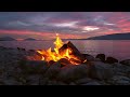 Relaxing Campfire by Lake at Sunset in 4k Ultra HD, Stress Relief, Meditation & Peaceful Deep Sleep