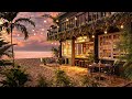 Cafe by the Sea with Relaxing Sea Waves, Bossa Nova Jazz Music and Sunset Vibes