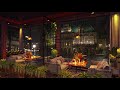 Piano Relaxing Jazz Music with Cozy Rain Night at 4K Coffee Shop Ambience for Good Mood to Sleeping