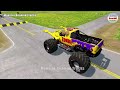 Triple Flatbed Trailer Monster Trucks Transport with Slide Color - BeamNG.drive 043