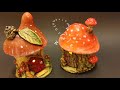 Easy Leaf & Mushroom Fairy House Jar DIY Lantern - Air Dry Clay Tutorial #2