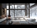 Fireside Harmony | Wind's Whisper & Snowy Day Bliss At Luxury Retreat | Tranquil Ambience | ASMR