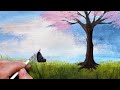 Watch This Canvas Bloom 🎨🌳  Easy Acrylic Blossom Tree Tutorial! | Painting process