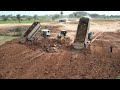 Smooth Operation Land Filling Up On Huge Land Construction Skills by Shantui DH17 C3 Dozer & Trucks