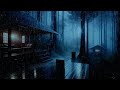 Goodbye Insomnia With Heavy Rain Sounds - Rain Sounds on Old Roof In Foggy Forest At Night, ASMR