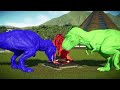 Pink Mosasaurus Vs Blue T-Rex Vs Triceratops , Big Dinosaurs Fight in Jurassic World Evolution 2