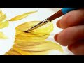 painting with watercolor: sunflower step by step tutorial | relaxing video | ASMR