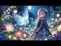 Moonlit Melodies: Music Channel for the Magical Garden with Glowing Butterfly and the Young Girl