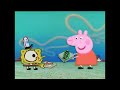 Spongebob trying to get a pizza from Peppa Pig