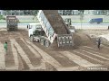 Amazing Activities!!! Shantui DH17c2 Bulldozer Push Sand With Dongfeng Dump Trucks filling sand