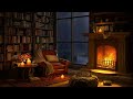 Cozy Reading Nook Ambience with Smooth Jazz Music - Rain on Window & Warm Fireplace Sounds for Sleep