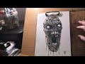 Inking A Zombie Horror Rotten Skull Timelapse
