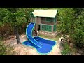 Build Beautiful Luxury 2-story House Design And Custom Water Slide With  Cute Outdoor Swimming Pool