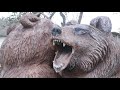 AMAZING chainsaw woodcarving, Wooden REAL SIZE fighting GRIZZLY BEARS