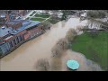 Drone flood footage - Stratford-upon-Avon to Leamington Spa. January 1st 2024