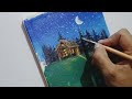 Night sky painting tutorial for beginners| acrylic painting| step by step tutorial