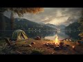 Peaceful Lakeside Nights: Cozy Crackling Fire Sounds for Restful Sleep and Relaxation, ASMR, bgm