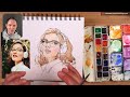 How to sketch a PORTRAIT for beginners (Step-by-step ink & watercolor TUTORIAL)