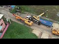 WOW Two Cranes Skillful Together Recovery Overloaded Truck Crane Lift Up Container Failed Collapse