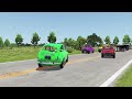 Flatbed Trailer Cars Transportation with Slide Color - Cars vs Deep Water - BeamNG.Drive