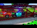 Double Flatbed Trailer Truck vs speed bumps|Busses vs speed bumps|Beamng Drive|1