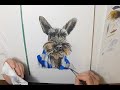 Watercolour painting process TimeLapse of miniature schnauzer dog, Dewsbury.