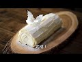 Christmas white yule log cake