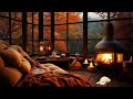 Cozy Wooden House Ambience in Deserted Forest 🌧️ Soft Jazz Music 🌧️ Crackling Fire for Sleeping