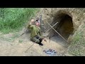 Building a Cave, Primal Shelter | Warm and Cozy Secret House | Underground Bushcraft Construction