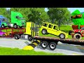 Double Flatbed Trailer Truck vs Speedbumps Train vs Cars | Tractor vs Train Beamng.Drive 132