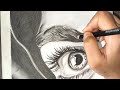 Draw Hyper-realistic eyes I Beginners toolkit to start with charcoal I Step by step tutorial