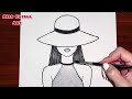 How to draw a girl wearing hat Step by Step - Easy girl drawing - Pencil drawing