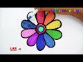 How to Draw & Paint Rainbow Flower | Flower Drawing, Painting and Coloring for Kids & Toddlers