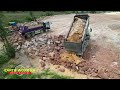 Amazing Huge Land Reclamation Process Power Moving Stones By Komatsu Dozers, Trucks Transport Rocks