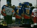 Chris Pronger collapses after getting a slap shot near his heart