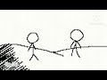 Two stick figures say hello to each other