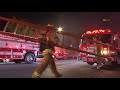 Firefighter catches fire while battling a structure fire in Sherman Oaks, California. (Not injured).