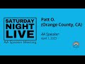 Patt O - AA Speaker at SNL in Provo, UT 4/1/23